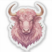 Taurus Hemel Zodiac Sticker - Roze Stier Kunst (Voorkant)