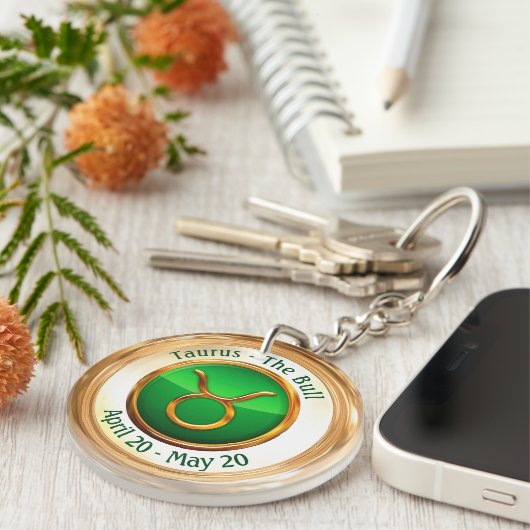 Taurus - Het bull Zodiac-teken Sleutelhanger (Voorkant Rechts)
