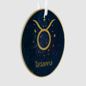Taurus het Bull zodiasymbool goud gepersonaliseerd Ornament (voorkant)