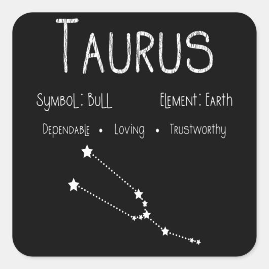 Taurus Horoscope Astrology Star Sign Birthday Gift Vierkante Sticker (Voorkant)