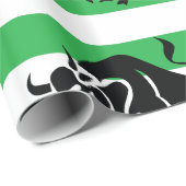 Taurus Horoscope Silhouette on Green Stripe Cadeaupapier (Rol Hoek)