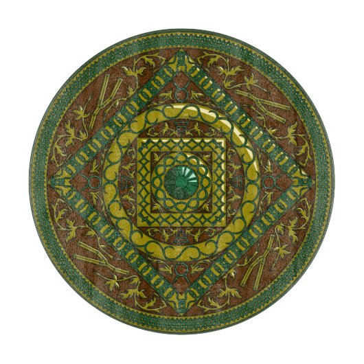 Taurus Mandala glazen snijplank (Voorkant)