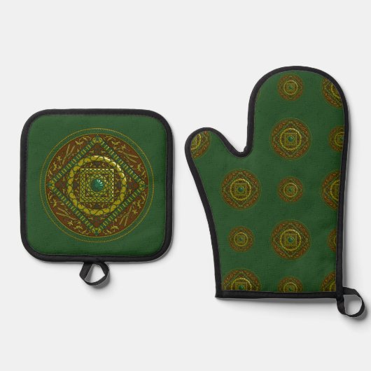 Taurus Mandala Ovenwant & Pannenlap Set (Voorkant)