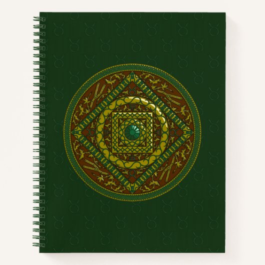 Taurus Mandala Spiraalschrift Notitieboek (Voorkant)