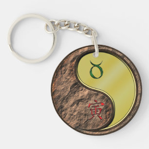 Taurus & Metalen Tijger Sleutelhanger