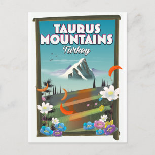 Taurus Mountains Turkije reisposter. Briefkaart