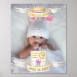 Taurus Newborn Baby Name Photo Stats Gold Silver Folie Afdrukken<br><div class="desc">Special keepsake plaque to celebrate the birth our your Taurus newborn baby. The design features the photo of the newborn, and a crest with his or hers birth stats. The newborn's name and birth stats are displayed in elegant gold foil script typography. Personalize with your baby name, and birth stats....</div>