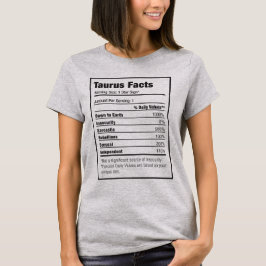 Taurus Nutrition Fact Zodiac T-Shirt