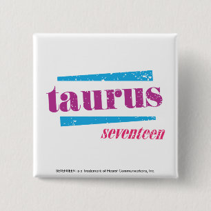Taurus Paars Vierkante Button 5,1 Cm