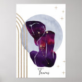Taurus Paarse gouden vrouwelijke dierenriem ontwer Poster (Voorkant)
