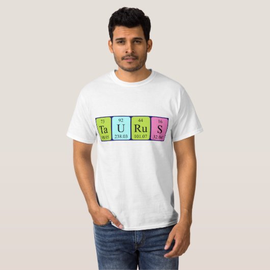 Taurus periodiek lijstnaam shirt (Voorkant volledig)