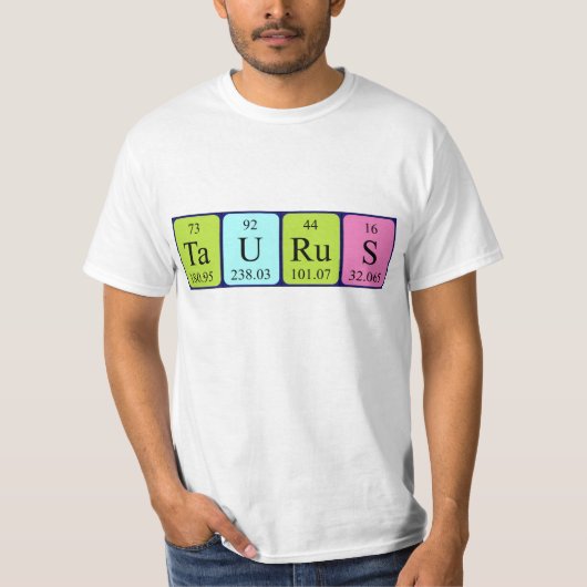 Taurus periodiek lijstnaam shirt (Voorkant)