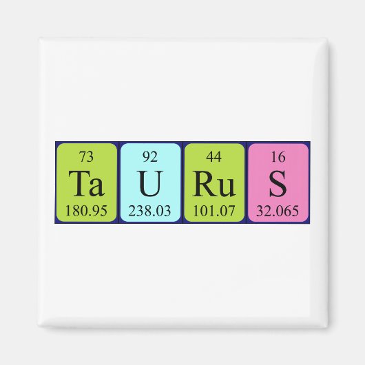 Taurus periodieke lijstnaam magnet (Voorkant)