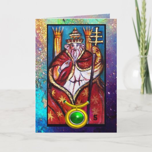 TAURUS, POPE HIEROPHANT TAROT ZODIAC BIRTHDAY KAART (Voorkant)