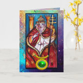 TAURUS, POPE HIEROPHANT TAROT ZODIAC BIRTHDAY KAART (Gele Bloem)
