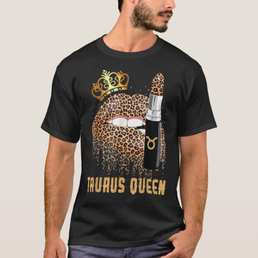 Taurus Queen Leopard Lips T-shirt Taurus (Voorkant)