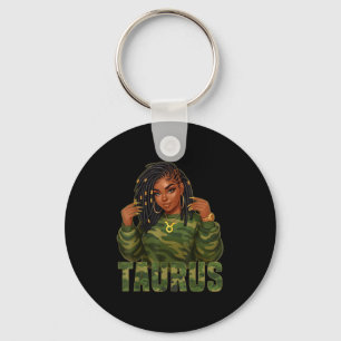 Taurus Queen Locd Zwarte Vrouw Camo Zodiac Sign Sleutelhanger