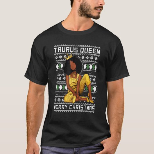 Taurus Queen Merry Christmas For Black Women T-shirt (Voorkant)