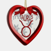Taurus Red Heart Snowflake kerstversiering Keramisch Ornament (Rechts)