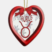 Taurus Red Heart Snowflake kerstversiering Keramisch Ornament (Links)