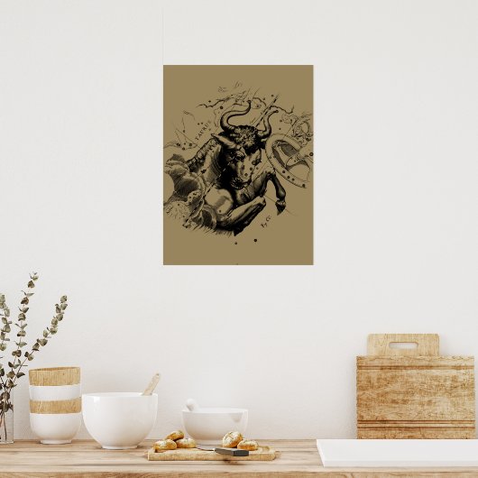 Taurus Sign Constellation Hevelius circa 1690 Poster (Keuken)