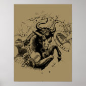 Taurus Sign Constellation Hevelius circa 1690 Poster (Voorkant)