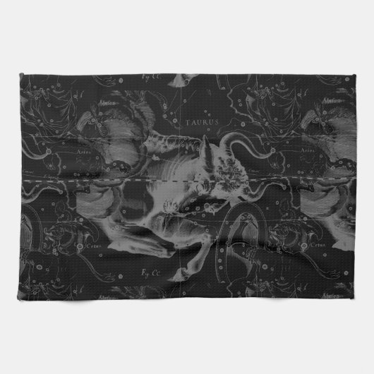 Taurus Sign Constellation Hevelius circa 1690 Theedoek (Horizontaal)