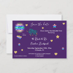 Taurus Sign. & Disco Ball Bachelorette Party Save The Date