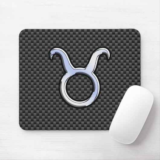 Taurus Sign on Charcoal Carbon Fiber Print Muismat (Met muis)