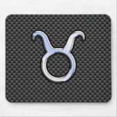 Taurus Sign on Charcoal Carbon Fiber Print Muismat (Voorkant)