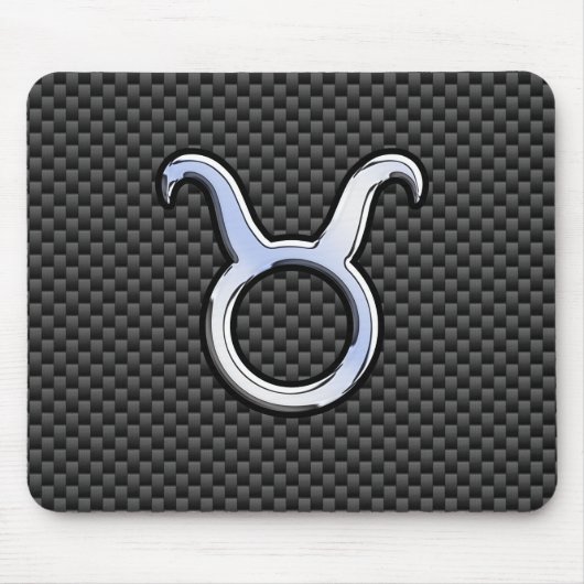 Taurus Sign on Charcoal Carbon Fiber Print Muismat (Voorkant)
