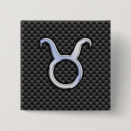 Taurus Sign on Charcoal Carbon Fiber Print Vierkante Button 5,1 Cm (Voorkant)