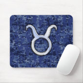 Taurus Sign on Navy Blue Digital Camouflage Muismat (Met muis)
