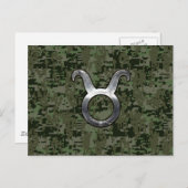 Taurus Sign on Woodland Green Digital Camouflage Briefkaart (Voorkant / Achterkant)