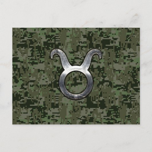 Taurus Sign on Woodland Green Digital Camouflage Briefkaart (Voorkant)