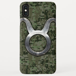 Taurus Sign on Woodland Green Digital Camouflage iPhone XS Max Hoesje