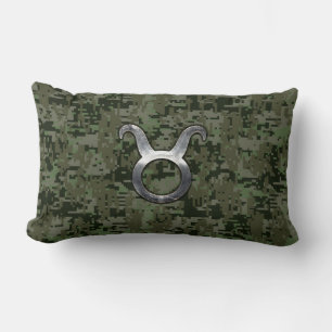 Taurus Sign on Woodland Green Digital Camouflage Kussen