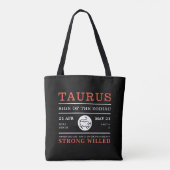 Taurus Sign van de Zodiac, Astrologisch Tote Bag (Achterkant)