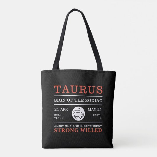 Taurus Sign van de Zodiac, Astrologisch Tote Bag (Achterkant)