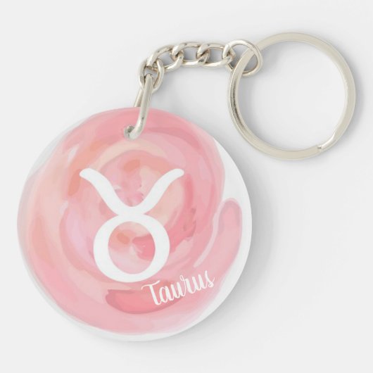 Taurus Specialized Waterverf Zodiac Sign Sleutelhanger (Achterkant)