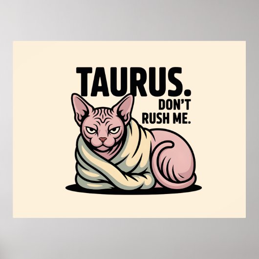 Taurus Sphynx Cat Zodiac Attitude Illustration Poster (Voorkant)