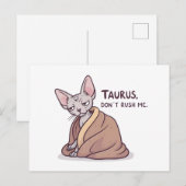 Taurus Sphynx Kat Kalm Sterrenbeeld Attitude Kunst Briefkaart (Voorkant / Achterkant)