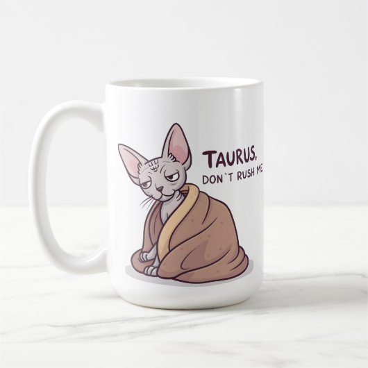 Taurus Sphynx Kat Kalm Sterrenbeeld Attitude Kunst Koffiemok (Links)