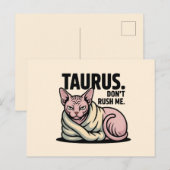 Taurus Sphynx Kat Zodiac Houding Illustratie Briefkaart (Voorkant / Achterkant)