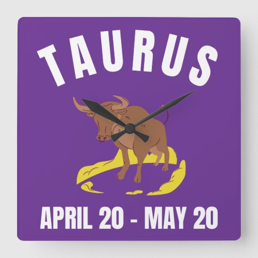 Taurus star sign vierkante klok (Voorkant)
