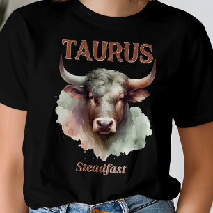 Taurus Steadfast Waterverf Bull Zodiac Sign T-shirt