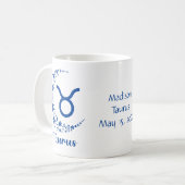 Taurus Sterrenbeeld Astrologie Verjaardag Blauw Wi Koffiemok (Voorkant links)