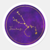 Taurus sterrenbeeld Gouden folie Constellatie Ronde Sticker (Voorkant)