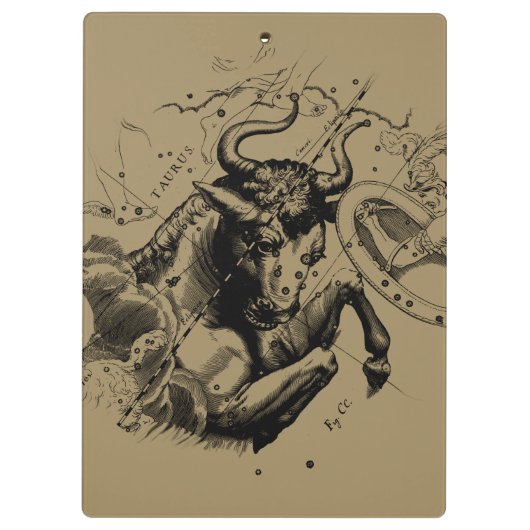Taurus sterrenbeeld Hevelius circa 1690 Klembord (Achterkant)