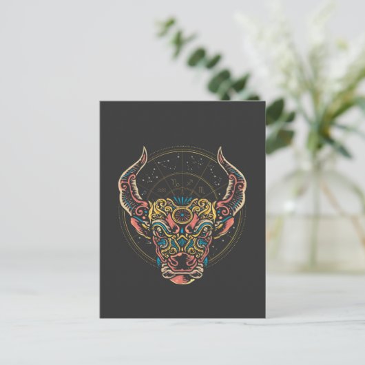 Taurus Sterrenbeeld Horoscoop Kunst Briefkaart (Staand voorkant)